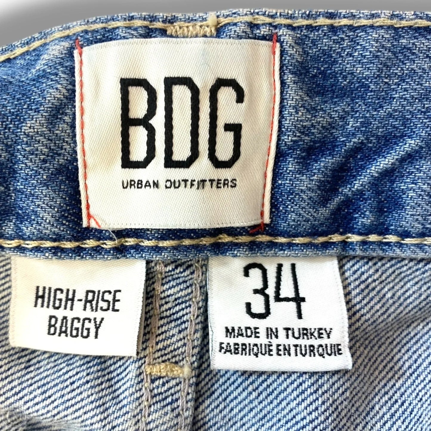 Jeans HIGH RISE BAGGY Wide Leg By Bdg In Blue Denim, Size: 18