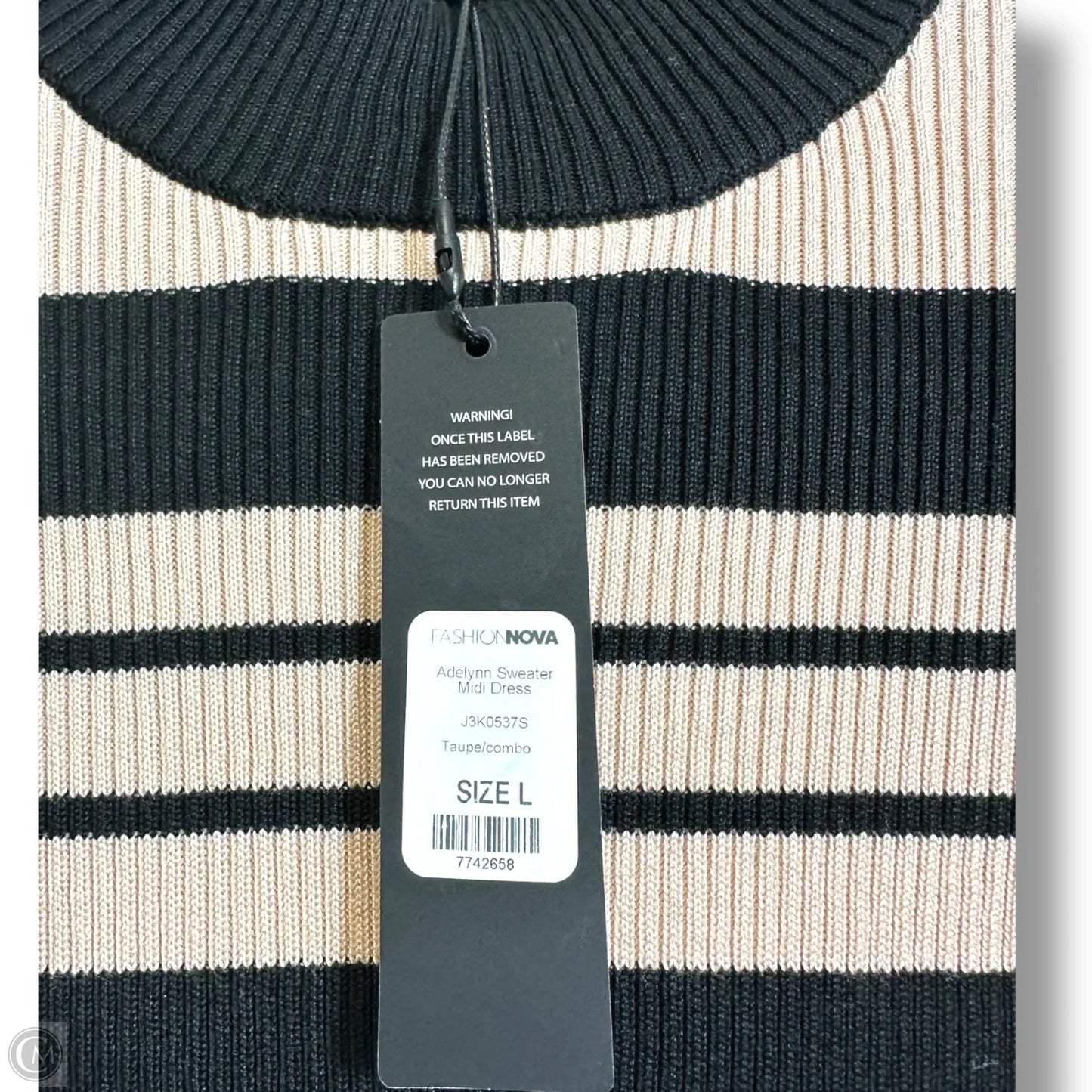 Dress Casual Midi By Fashion Nova In Black & Tan, Size: L