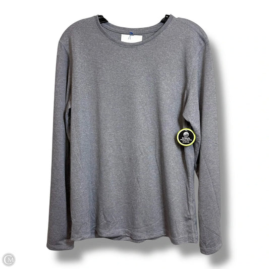 Athletic Top Long Sleeve Collar By Athletic Works In Grey