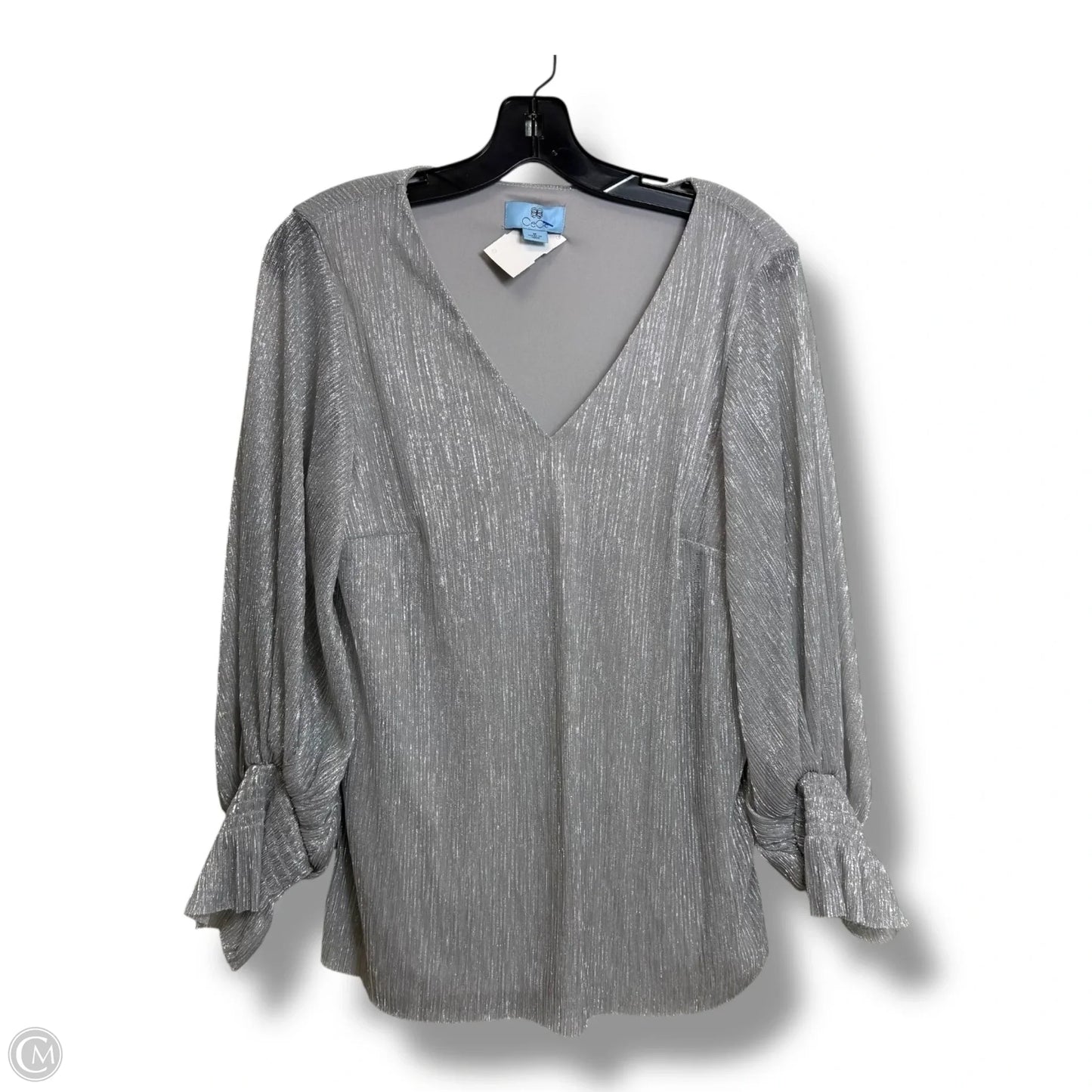 Top Long Sleeve By Cece In Silver, Size: M