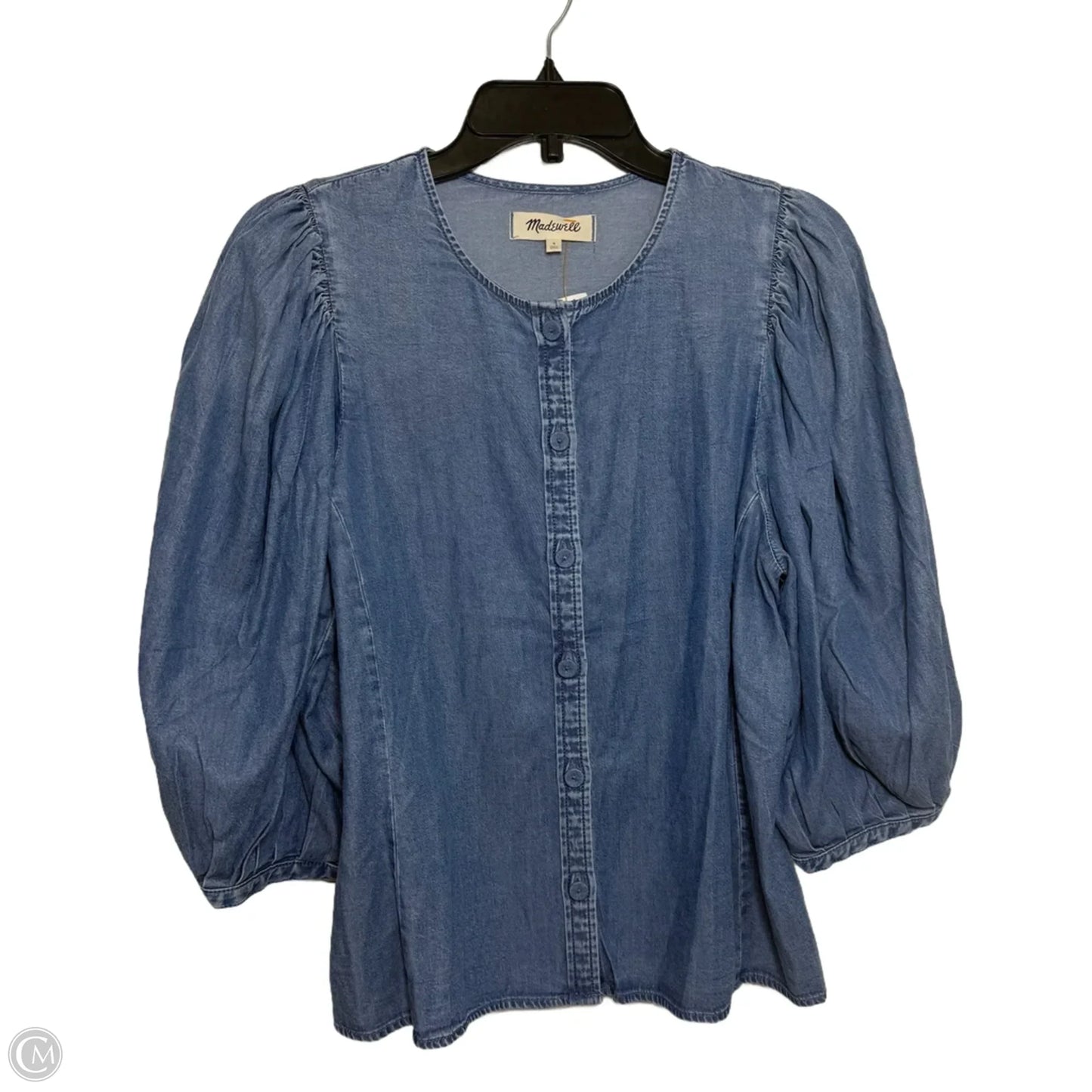 Top 3/4 Sleeve By Madewell In Blue Denim, Size: S