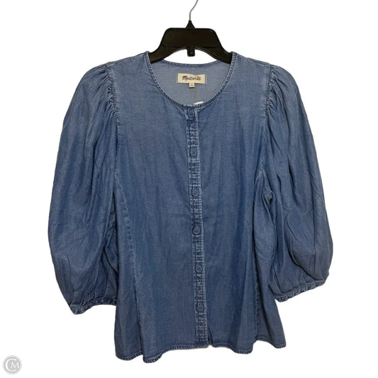 Top 3/4 Sleeve By Madewell In Blue Denim, Size: S