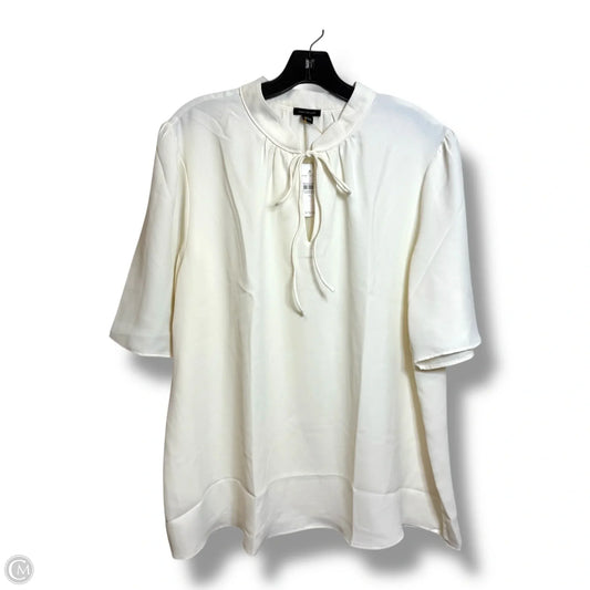 Top Short Sleeve By Ann Taylor In Ivory, Size: Xl