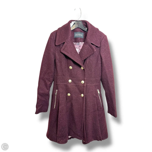 Coat Peacoat By Guess In Maroon, Size: M