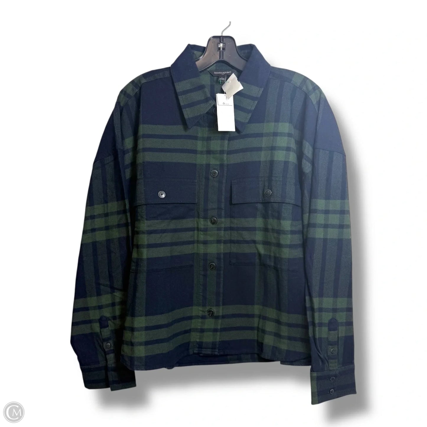 Top Long Sleeve By Banana Republic In Plaid Pattern, Size: L