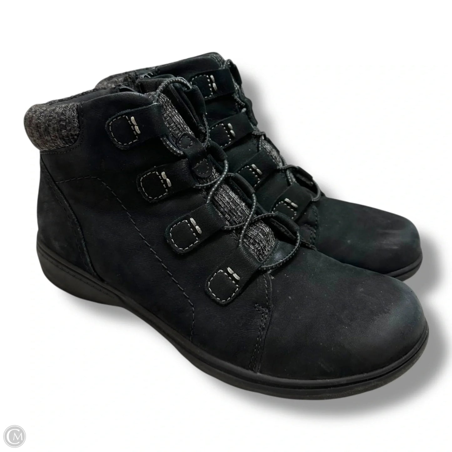 Boots Ankle Flats By Clarks In Black, Size: 9