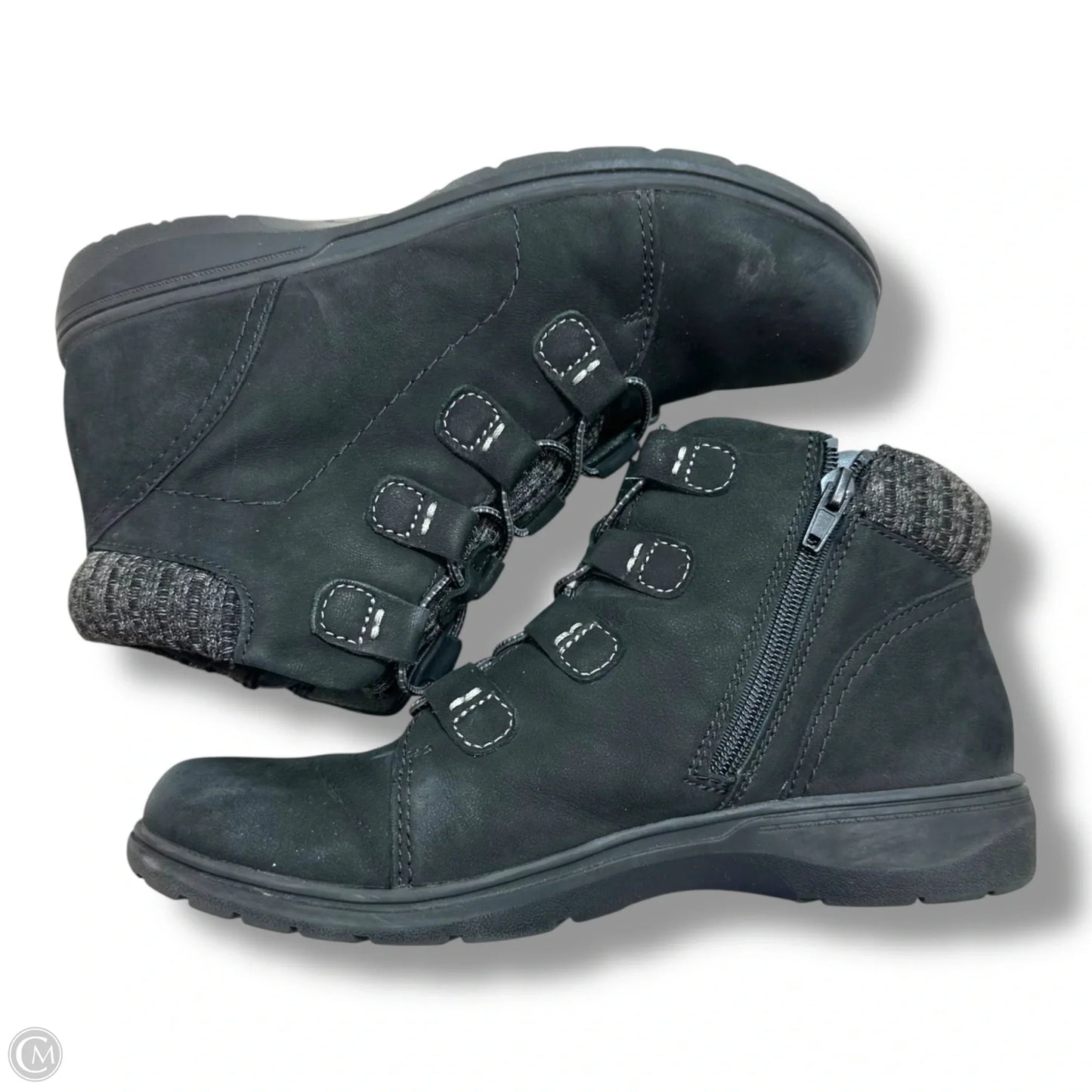 Boots Ankle Flats By Clarks In Black, Size: 9