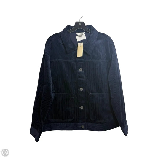 Jacket Shirt By Christopher And Banks In Navy, Size: L
