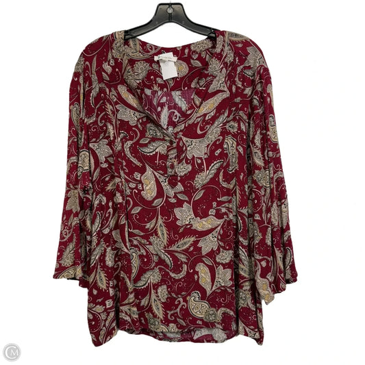Top Long Sleeve By Monday Fun In Red, Size: 3x