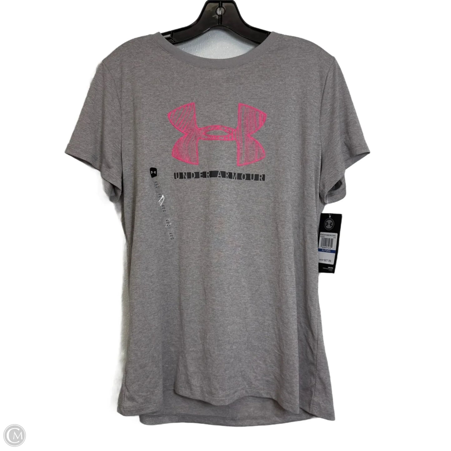 Athletic Top Short Sleeve By Under Armour In Grey, Size: Xl