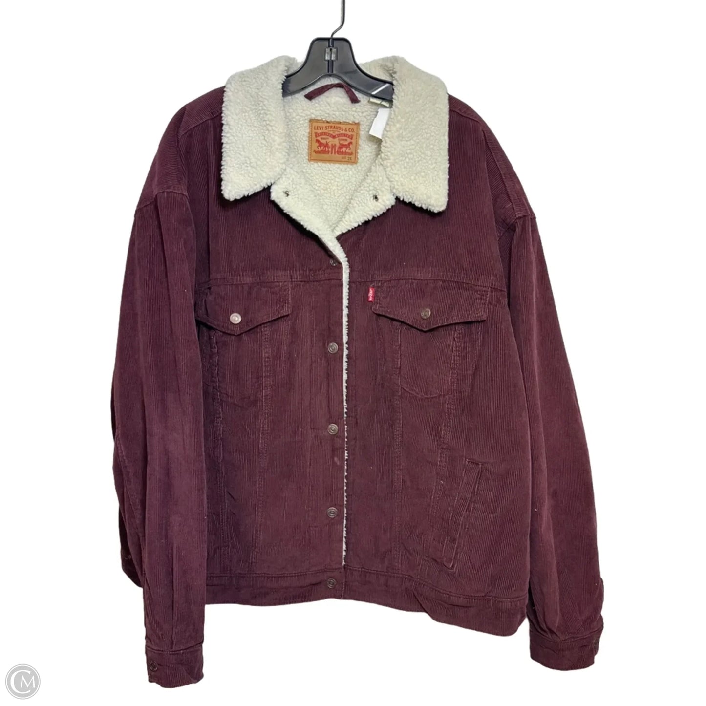 Jacket Faux Fur & Sherpa By Levis In Maroon, Size: 2x