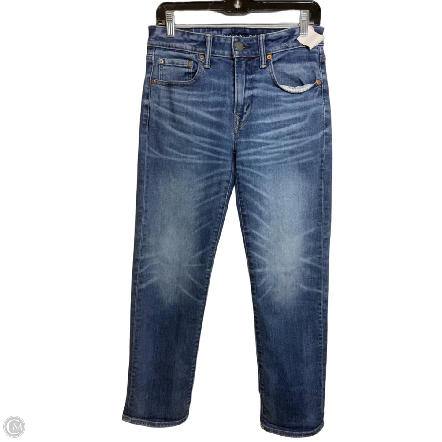 Jeans Straight By American Eagle In Blue Denim, Size: 8