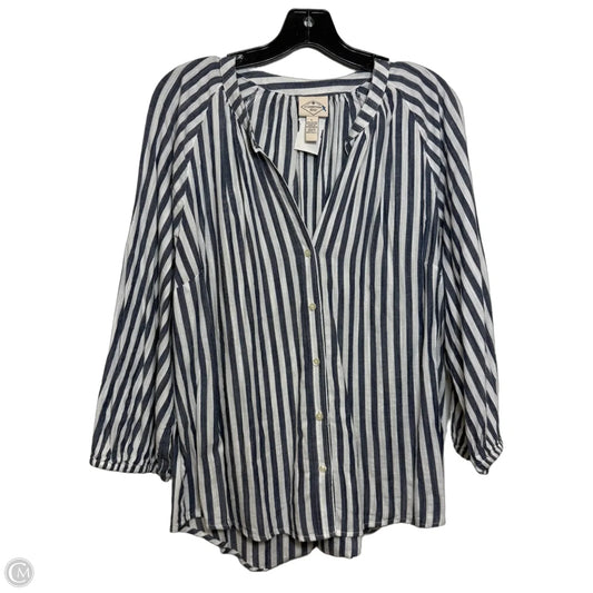 Top Long Sleeve By St Johns Bay In Blue & White, Size: L