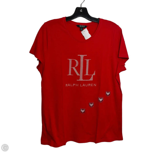 Top Short Sleeve By Lauren By Ralph Lauren In Red, Size: Xl