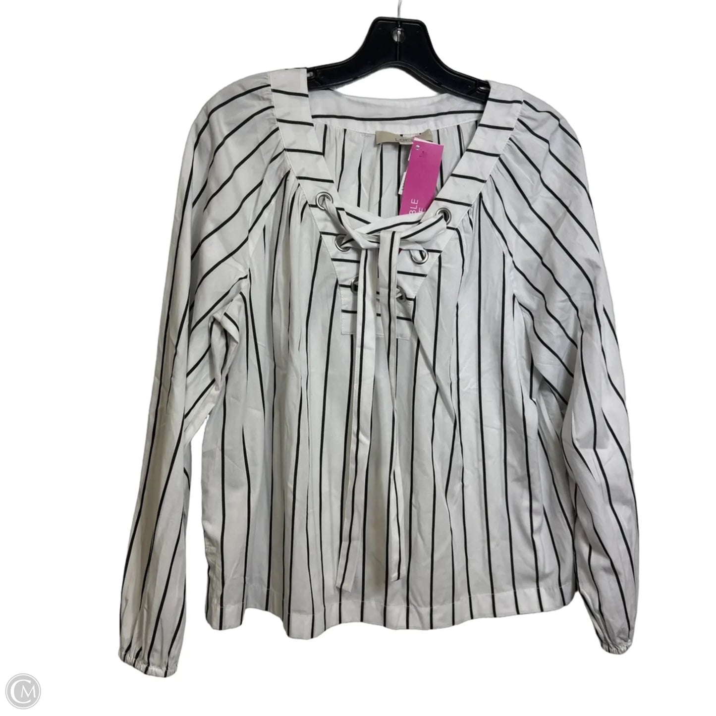Top Long Sleeve By Loft In Striped Pattern, Size: S