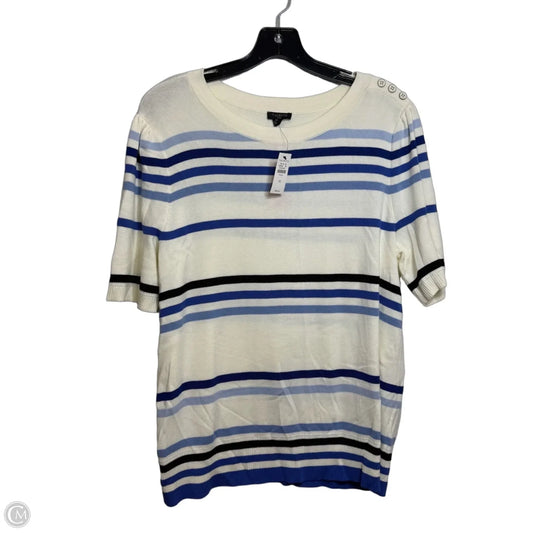 Top Short Sleeve By Talbots In Blue & White, Size: 1x