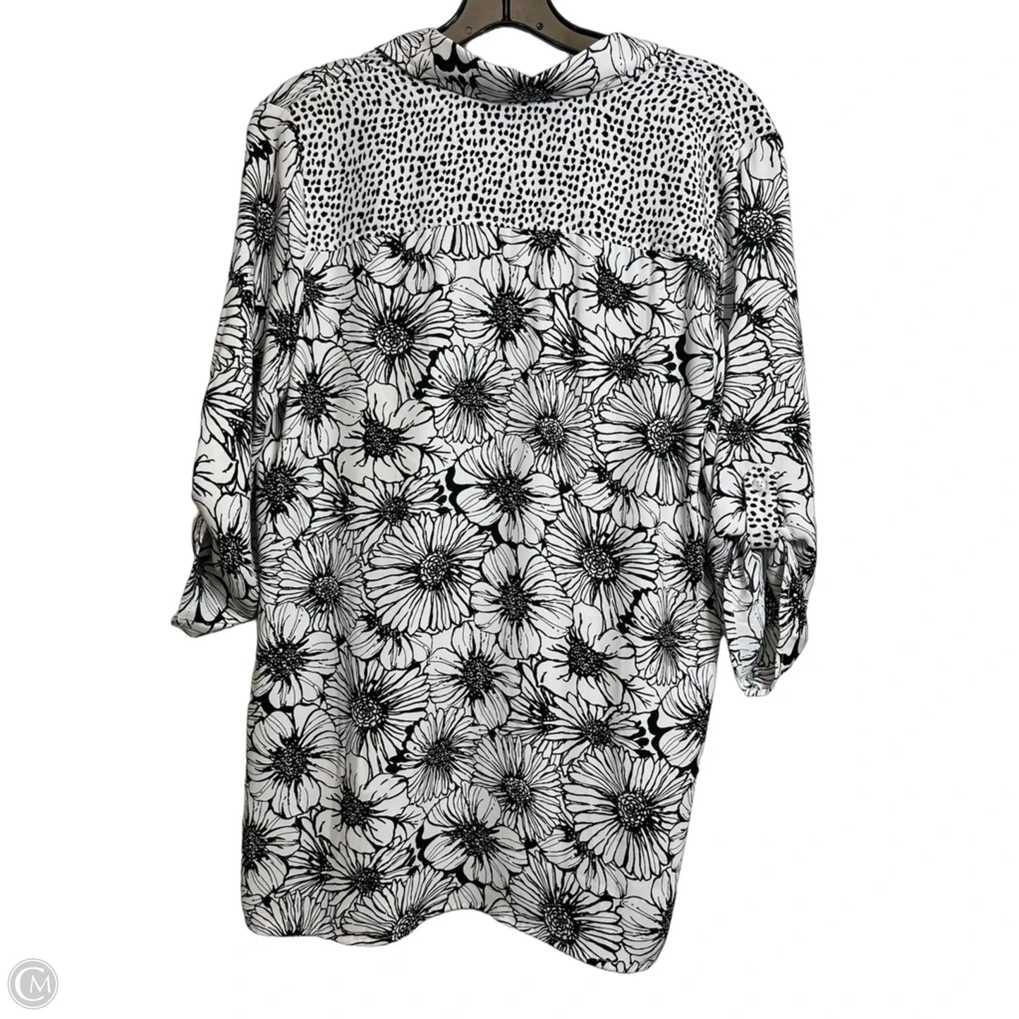 Top 3/4 Sleeve By Chicos In Black & White, Size: Xs