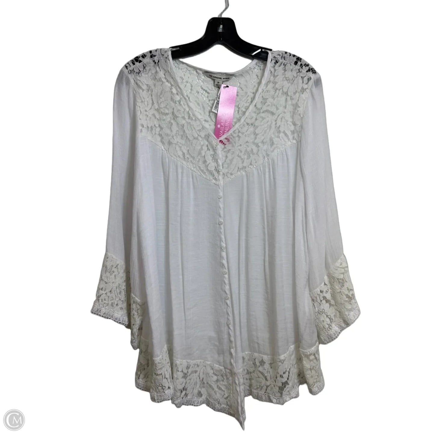 Top Long Sleeve By Zac And Rachel In White, Size: 2x