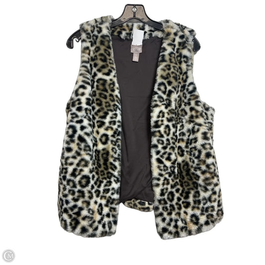 Vest Faux Fur & Sherpa By Chicos In Animal Print, Size: S