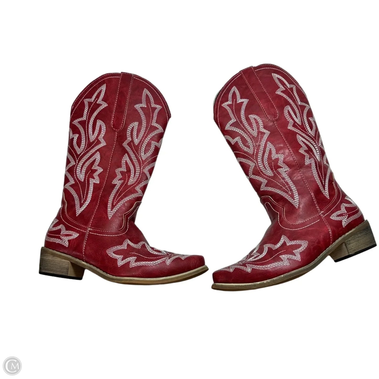 Boots Mid-calf Heels By Clothes Mentor In Red, Size: 7