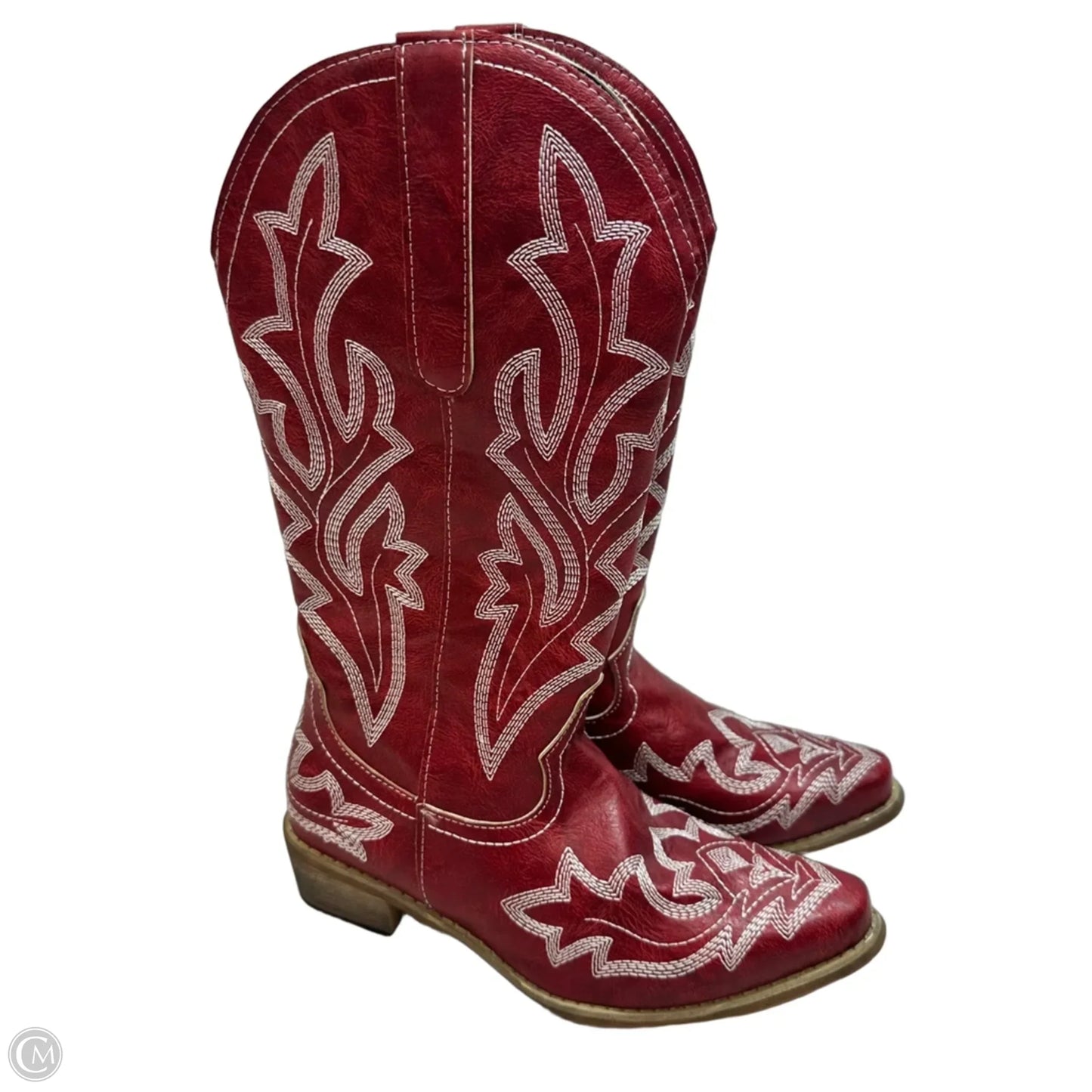 Boots Mid-calf Heels By Clothes Mentor In Red, Size: 7