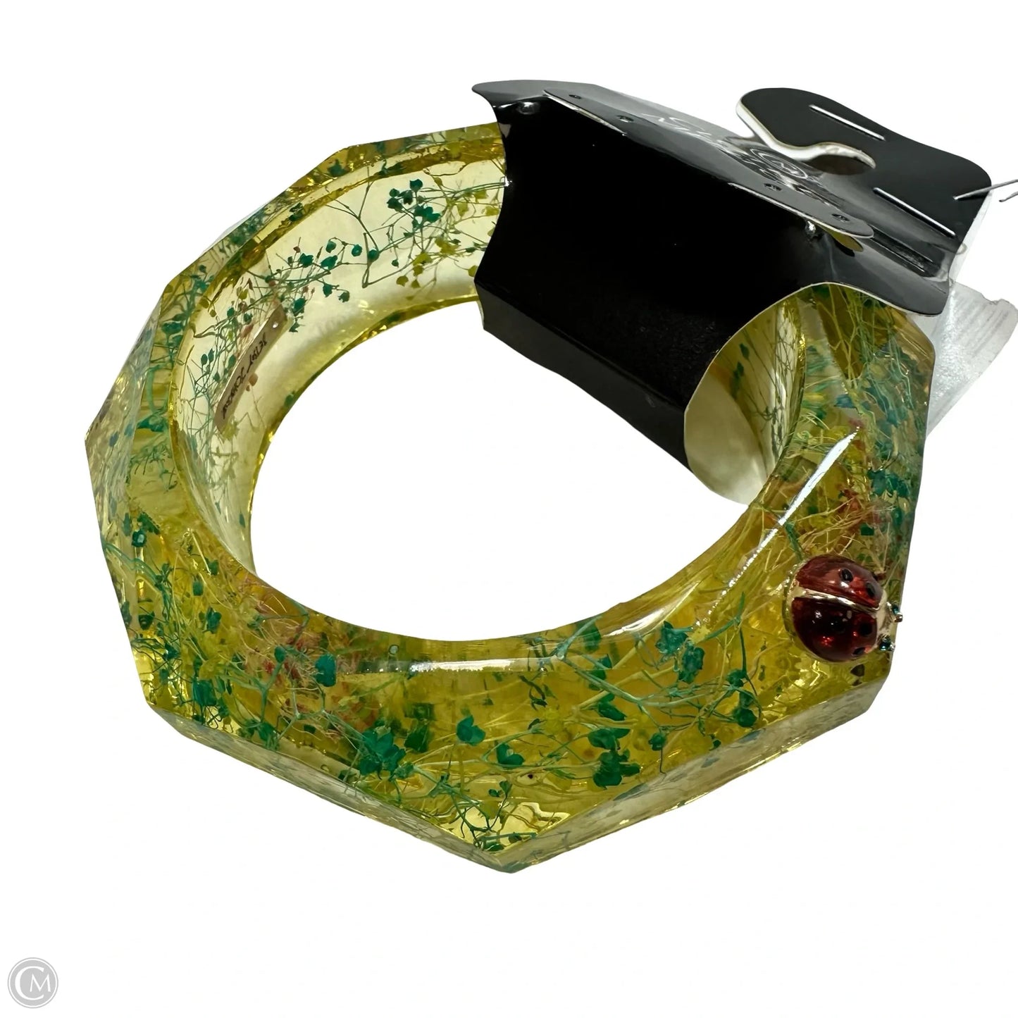 Sweetness & Light" clear Lucite dried flower and ladybug Bangle By Betsey Johnson