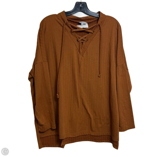 Top Long Sleeve By White Birch In Brown, Size: Xl