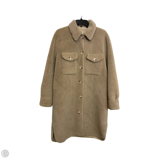 Long Sherpa Jacket Designer By Rebecca Minkoff In Tan, Size: L