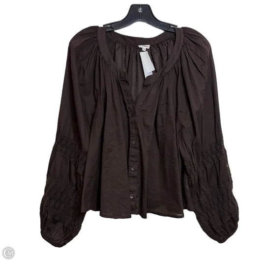 Top Long Sleeve By Aerie In Brown, Size: L