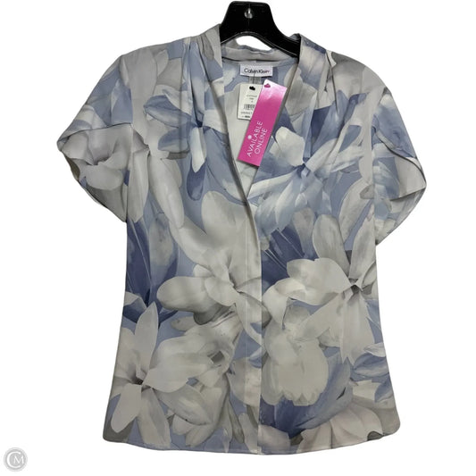 Top Short Sleeve By Calvin Klein In Blue & White, Size: S