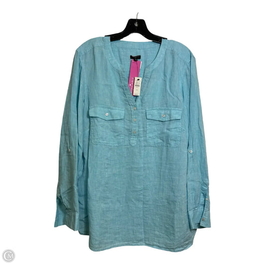 Top Long Sleeve By Talbots In Aqua, Size: 1x
