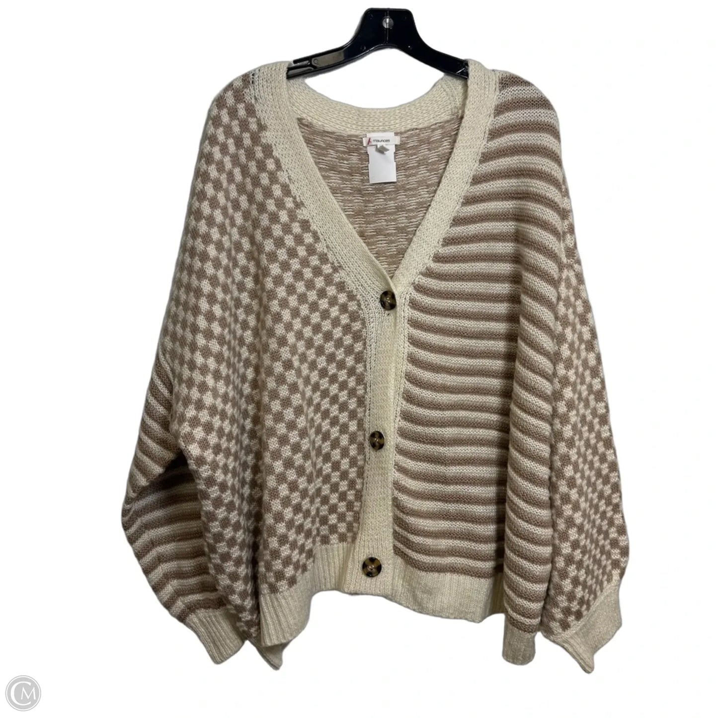 Cardigan By Maurices In Tan & White, Size: 4x