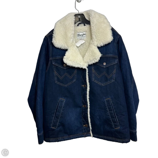 Jacket Denim By Wrangler In Blue Denim, Size: Xl