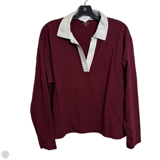 Top Long Sleeve Basic By Loft In Maroon, Size: L