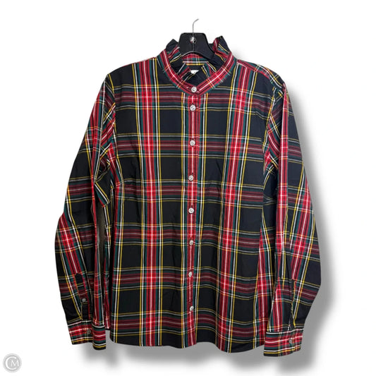 Top Long Sleeve By J. Crew In Plaid Pattern, Size: Xxl