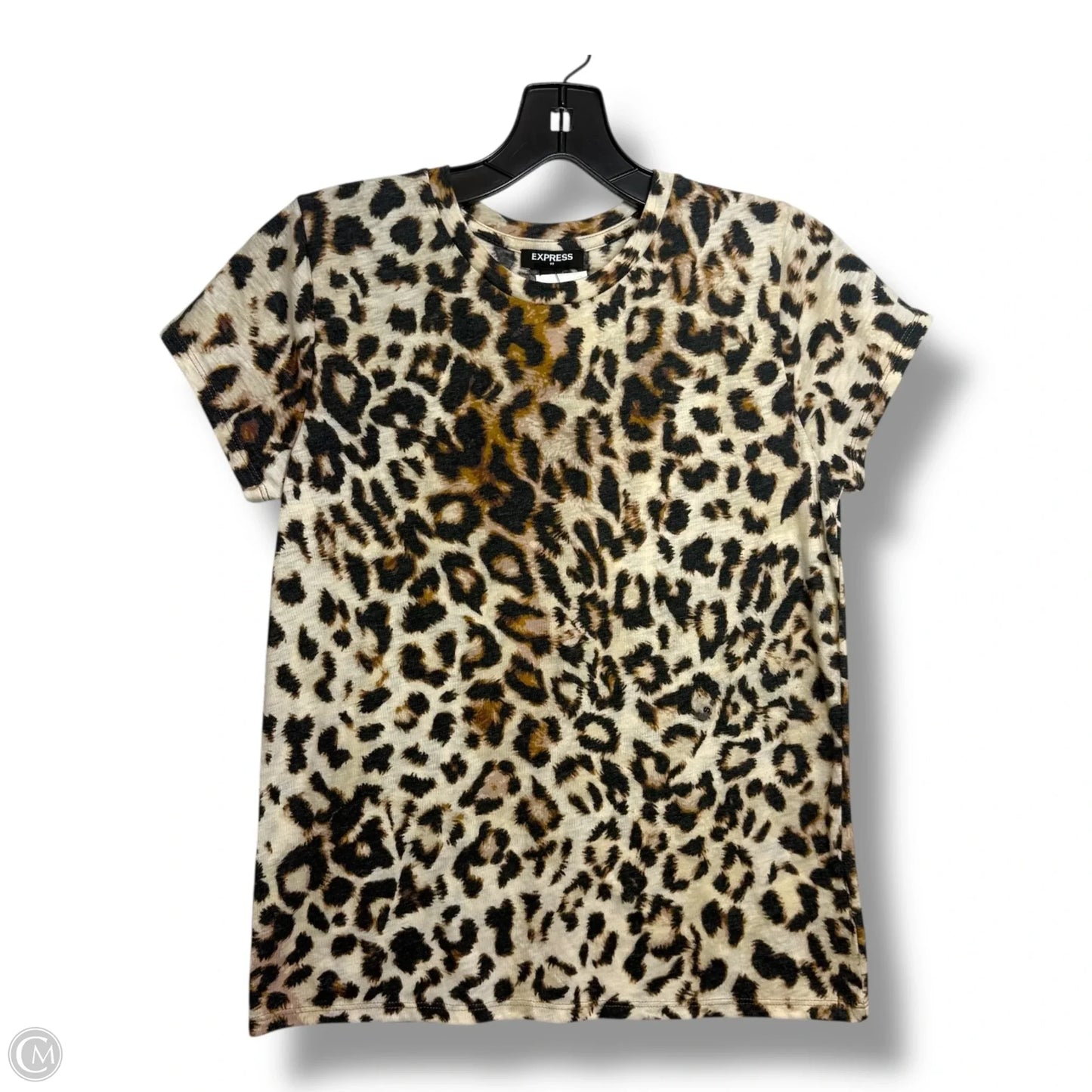 Top Short Sleeve By Express In Animal Print, Size: S