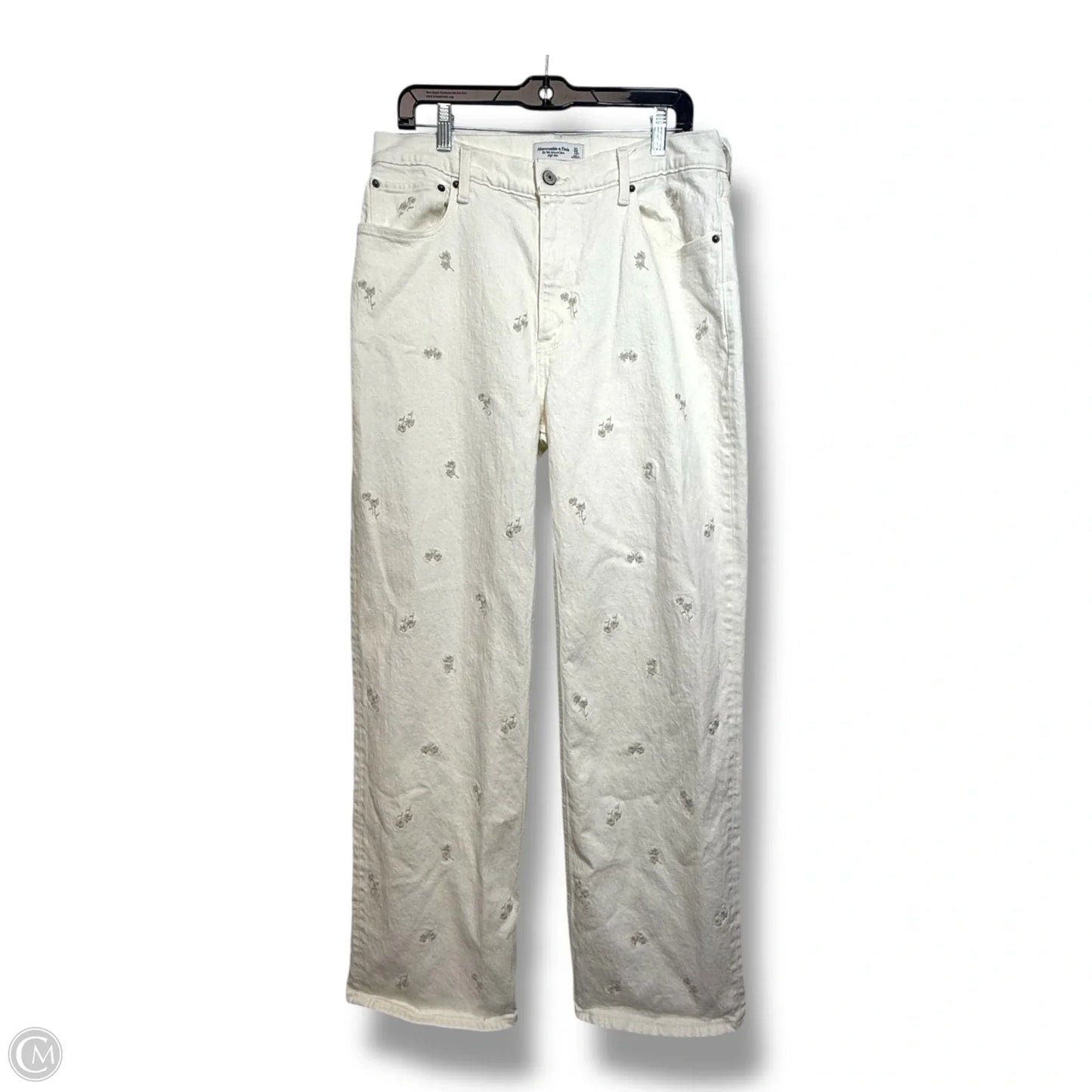 Jeans Straight By Abercrombie And Fitch In Cream, Size: 12