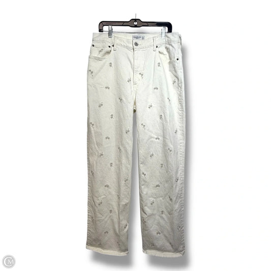 Jeans Straight By Abercrombie And Fitch In Cream, Size: 12
