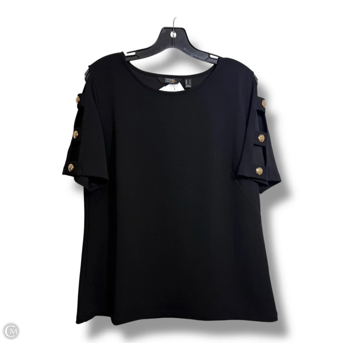 Top Short Sleeve By Dennis Basso Qvc In Black, Size: M