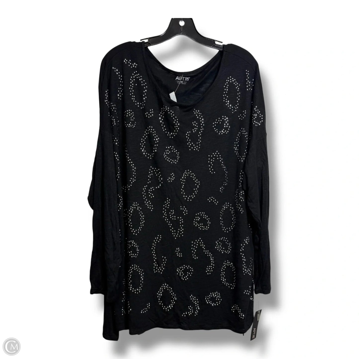 Top Long Sleeve By Apt 9 In Black, Size: 2x