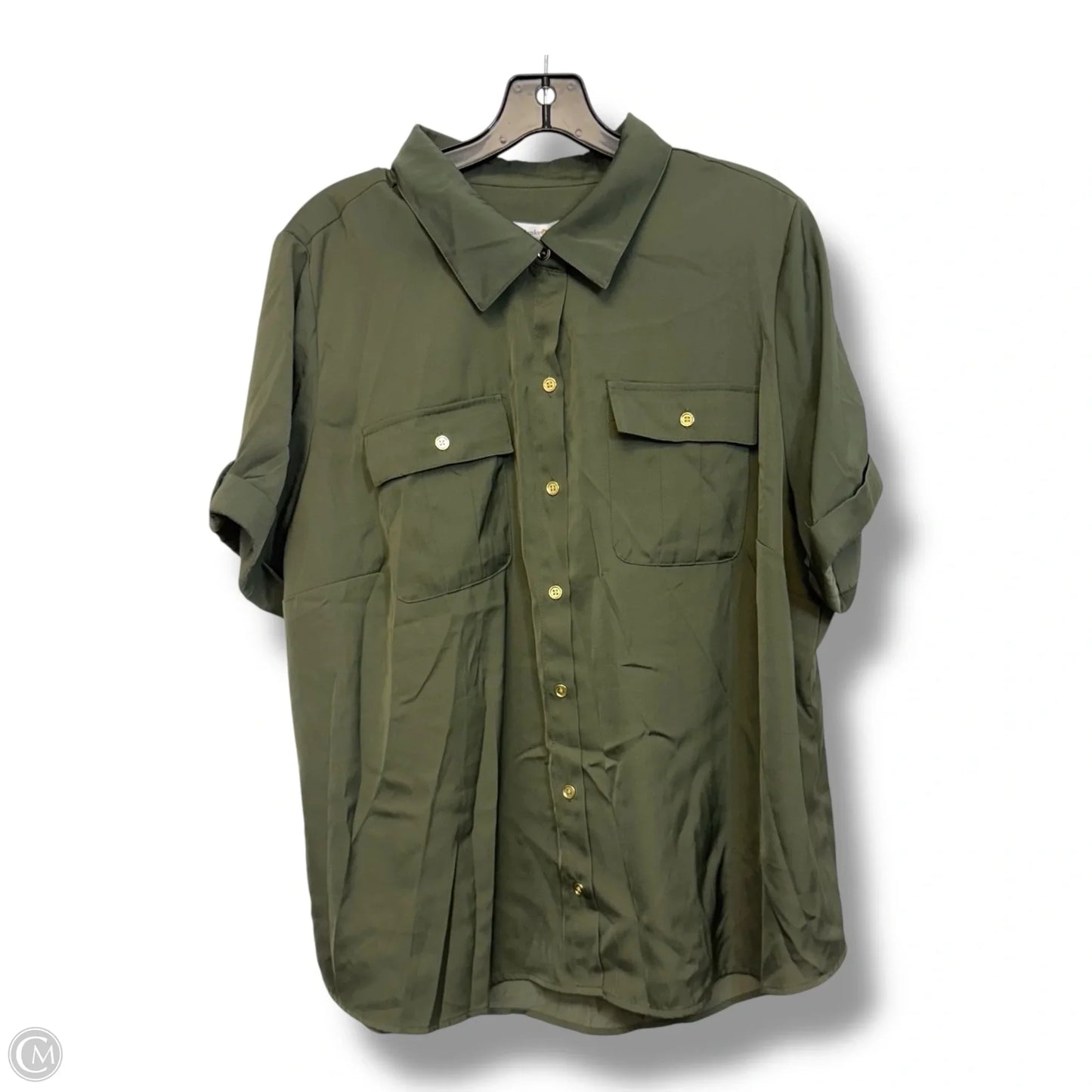 Top Short Sleeve By Cj Banks In Green, Size: 1x