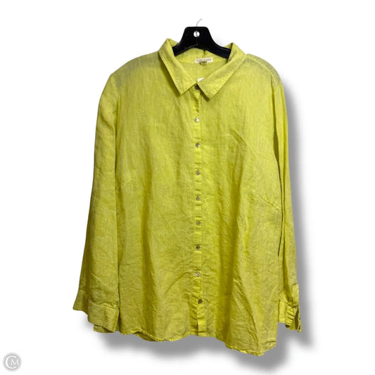 Top Long Sleeve By Eileen Fisher In Yellow, Size: 1x