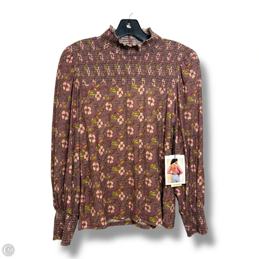 Top Long Sleeve By Nation In Floral Print, Size: L