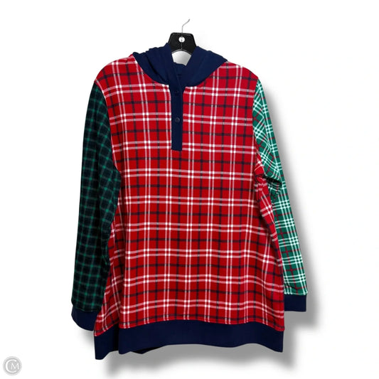 Sweatshirt Hoodie By Lands End In Plaid Pattern, Size: 1x