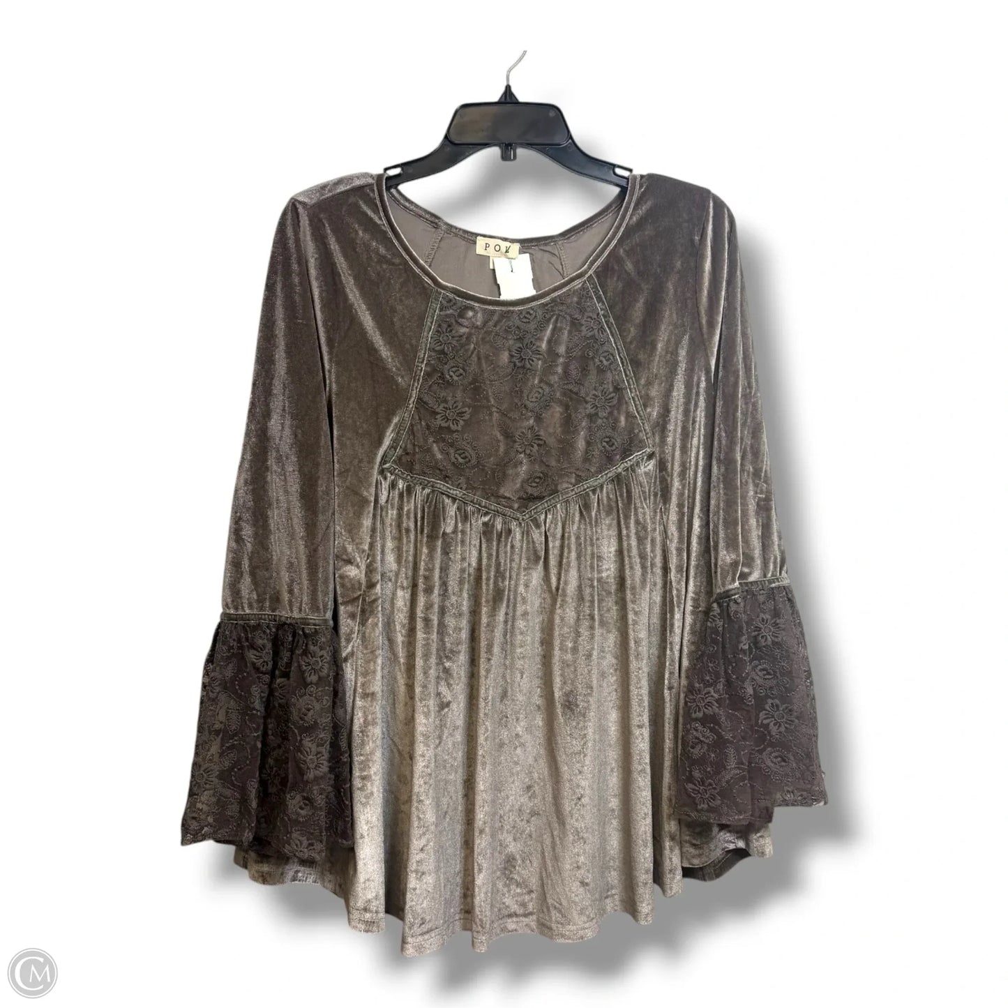 Top Long Sleeve By Pol In Taupe, Size: L