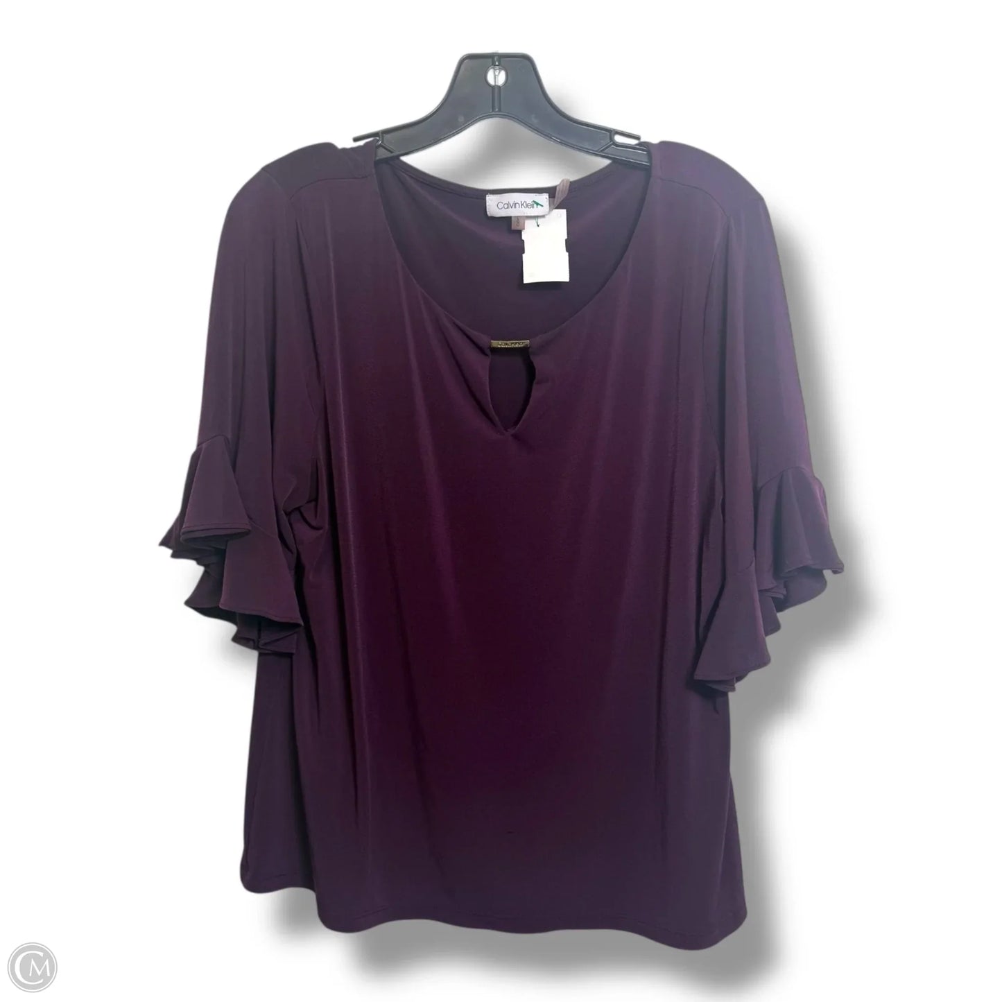 Top 3/4 Sleeve By Calvin Klein In Purple, Size: L