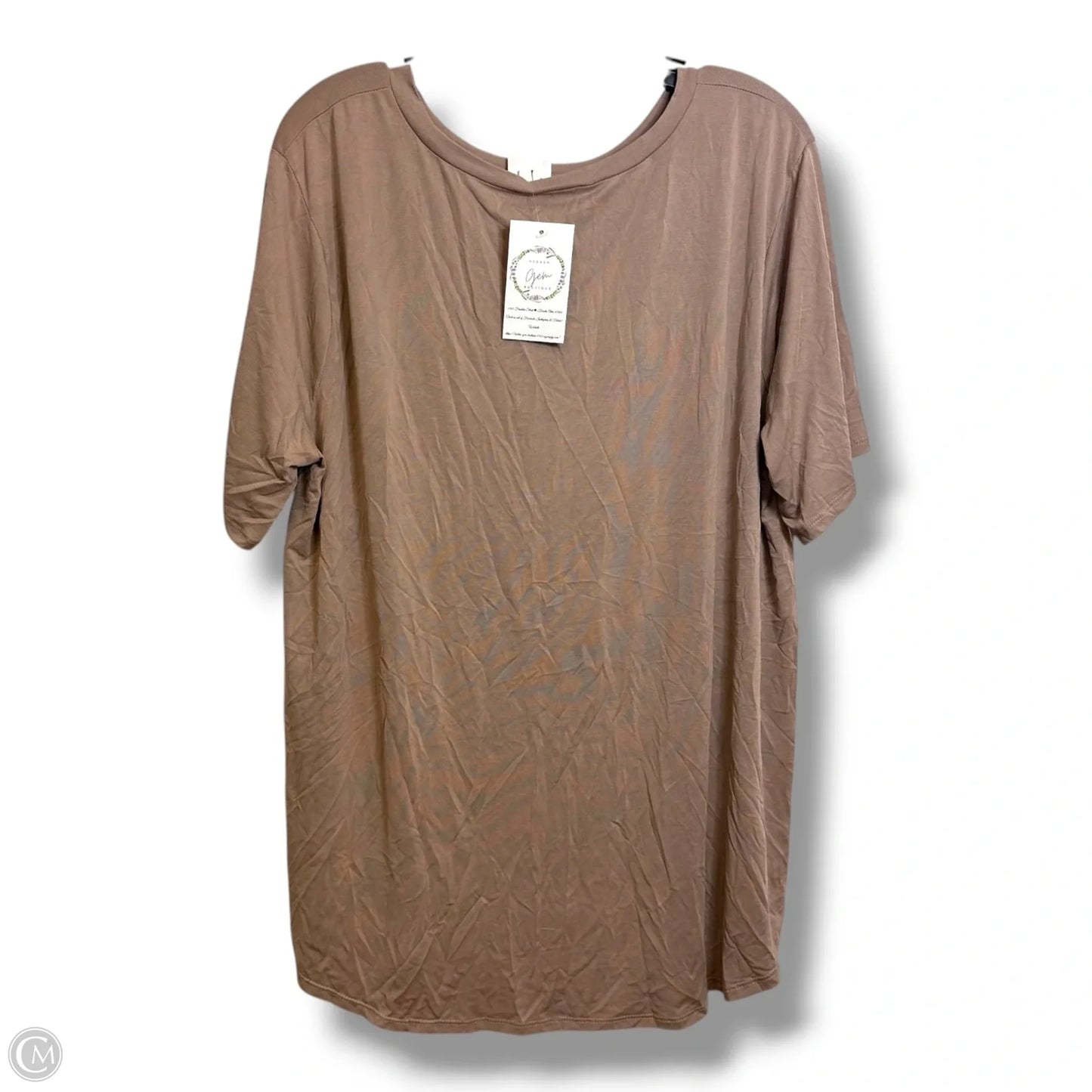 Top Short Sleeve By Zenana In Taupe, Size: 3x