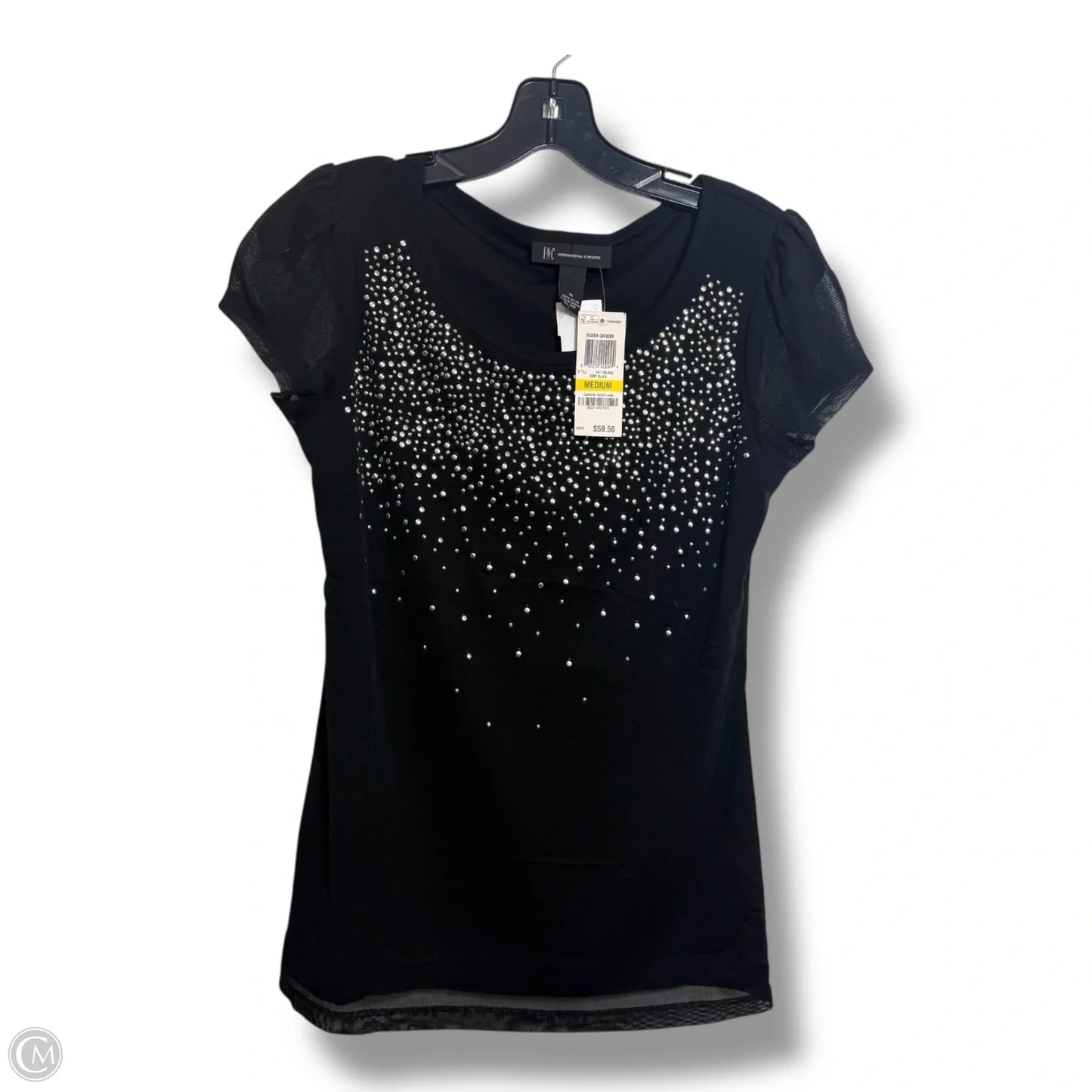 Top Short Sleeve By Inc In Black, Size: M