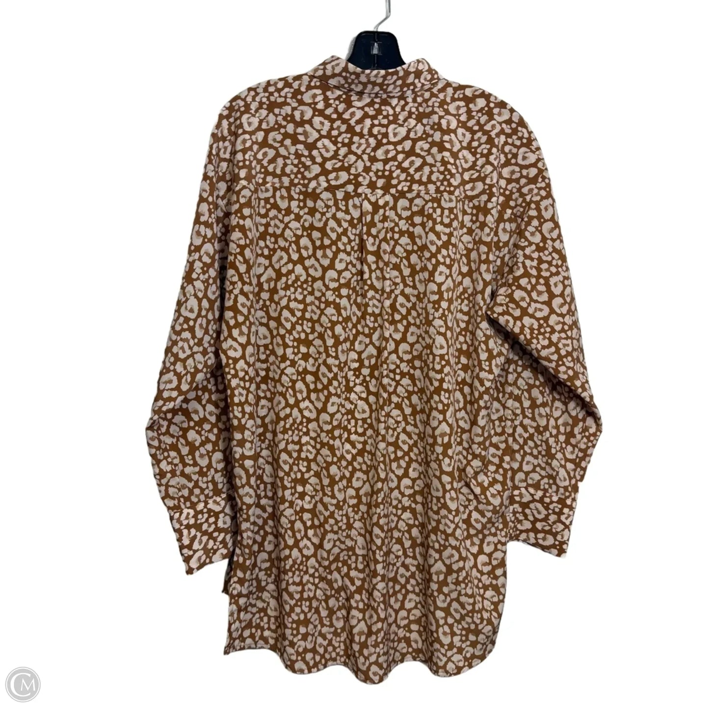 Blouse Long Sleeve By Nine West In Animal Print, Size: L