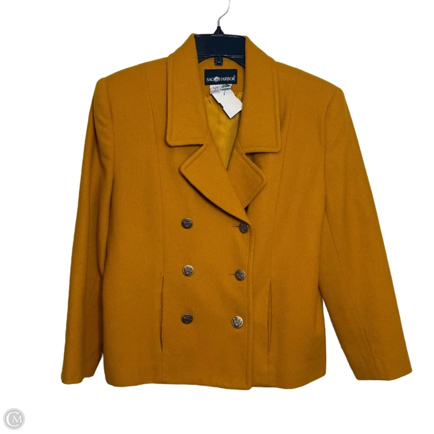 Coat Peacoat By Sag Harbor In Yellow, Size: 8